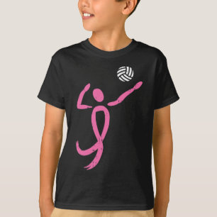 Volleyball Pink Ribbon Breast Cancer Awareness Spo T-Shirt