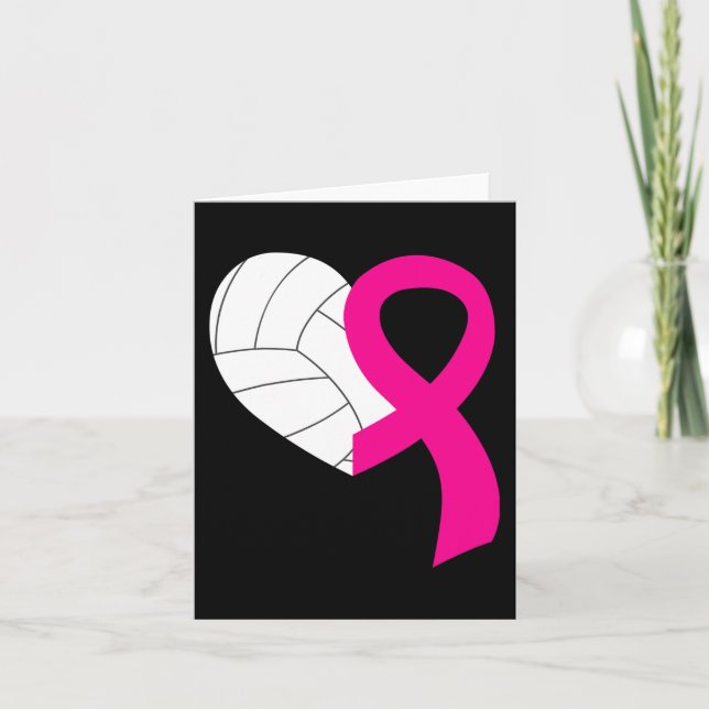Volleyball Pink Ribbon Cool Breast Cancer Awarenes Card (Front)
