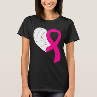 Volleyball Pink Ribbon Cool Breast Cancer Awarenes T-Shirt