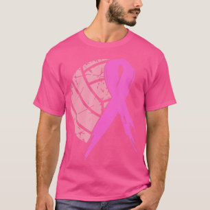 Volleyball Pink Ribbon Cool Breast Cancer Awarenes T-Shirt