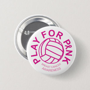 Volleyball Play for Breast Cancer Awareness Button