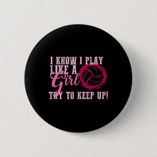 Volleyball Play Like a Girl Cute For Teens 6 Cm Round Badge