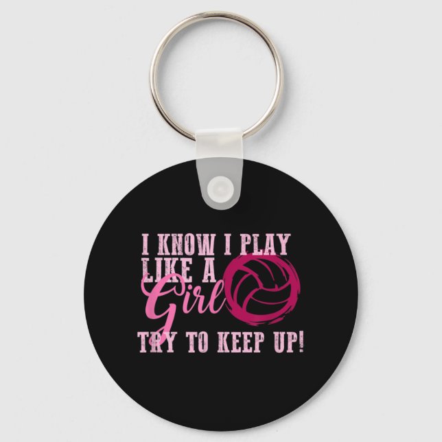 Volleyball Play Like a Girl Cute For Teens  Key Ring (Front)