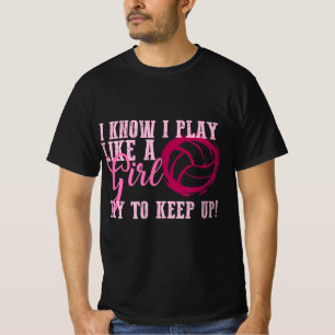 Volleyball Play Like a Girl Cute For Teens  T-Shirt
