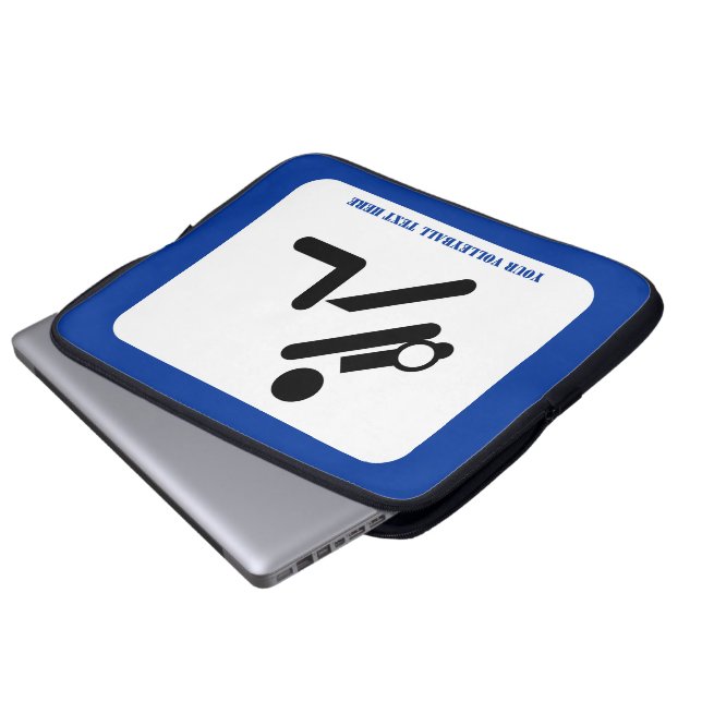 Volleyball player black, white, blue icon custom laptop sleeve (Front Bottom)