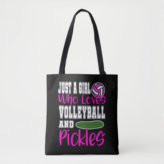 Volleyball Player Coach Pickle Lover Funny Gift Tote Bag (Front)