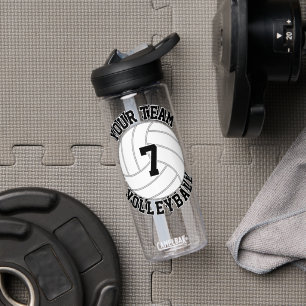 Volleyball Player Custom Team Name & Jersey Number Water Bottle