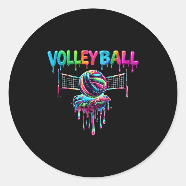 Volleyball Player Drip Ice Cream Drip Volleyball L Classic Round Sticker (Front)