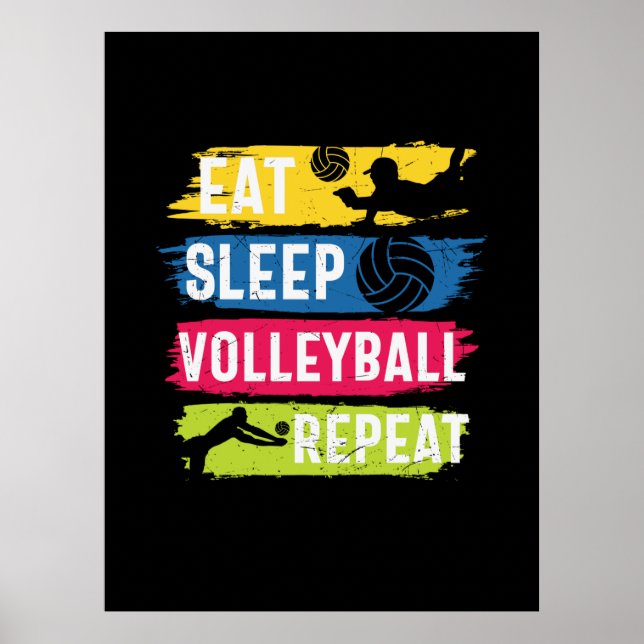 Volleyball Player | Eat Sleep Volleyball Repeat Poster (Front)