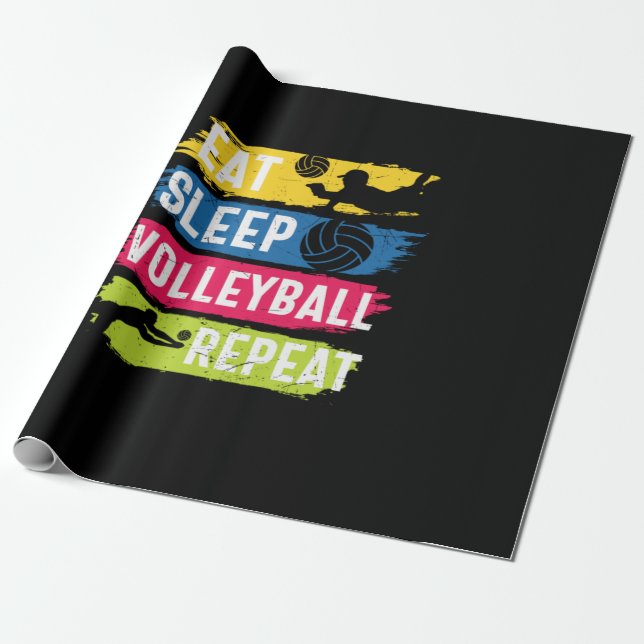 Volleyball Player | Eat Sleep Volleyball Repeat Wrapping Paper (Unrolled)
