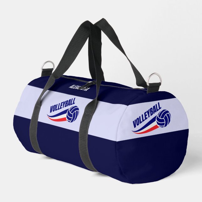 Volleyball Player Girl, Birthday, France Flag Duffle Bag (Left Corner)