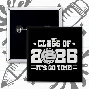 Volleyball Player Graduation Class of 2026 Senior 15 Cm Square Badge