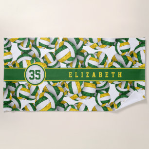 Volleyball player green gold team colours gifts  beach towel