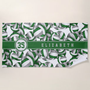 Volleyball player green grey team colours gifts  beach towel