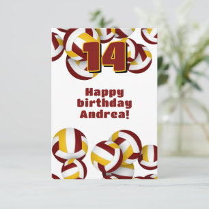 volleyball player happy birthday maroon gold  card