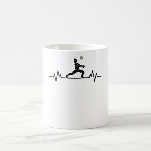 Volleyball Player Heartbeat Beach Funny Sport Gift Coffee Mug