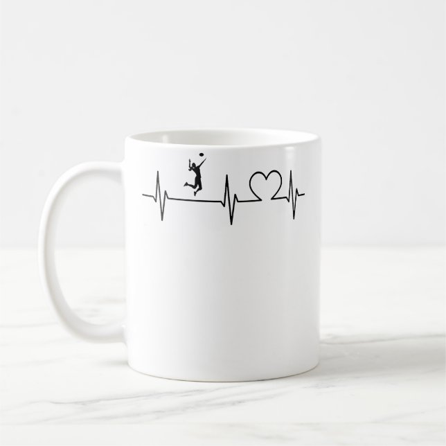 Volleyball Player Heartbeat Volleyball Team Volley Coffee Mug (Left)