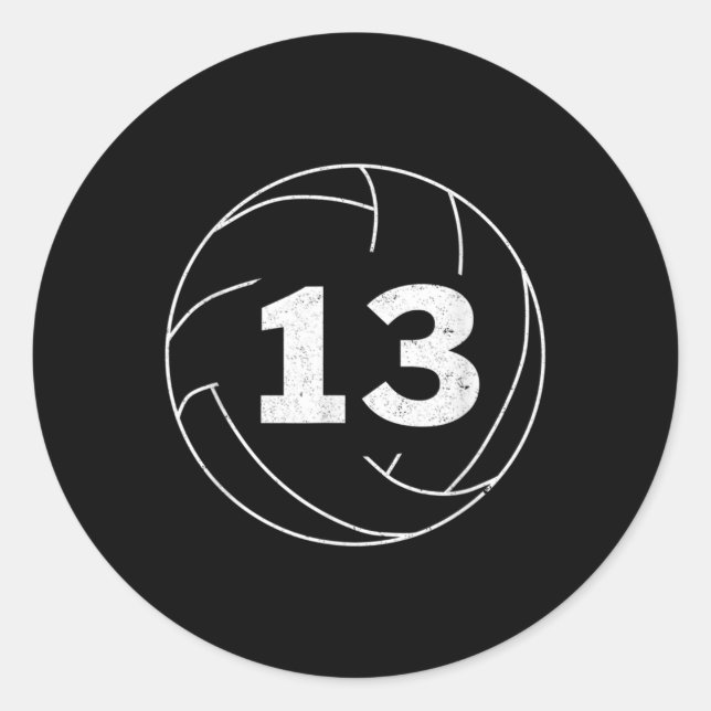 Volleyball Player Jersey Number  Thirteen Graphic  Classic Round Sticker (Front)
