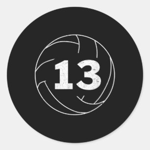 Volleyball Player Jersey Number  Thirteen Graphic  Classic Round Sticker