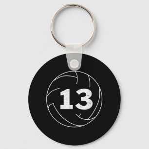 Volleyball Player Jersey Number Thirteen Graphic Key Ring