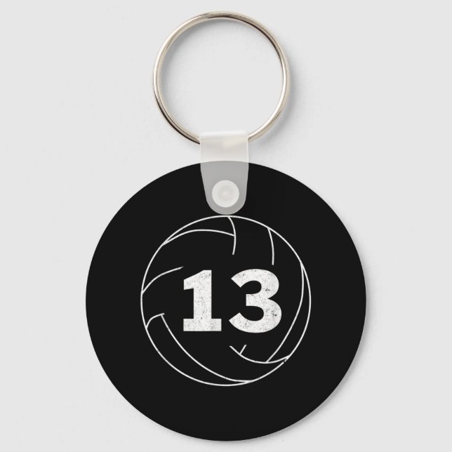 Volleyball Player Jersey Number  Thirteen Graphic  Key Ring (Front)