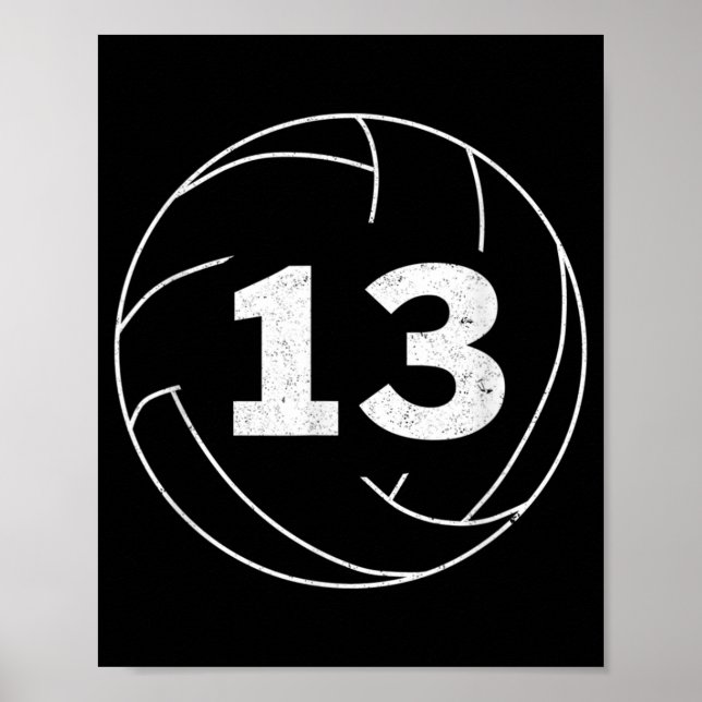 Volleyball Player Jersey Number  Thirteen Graphic  Poster (Front)