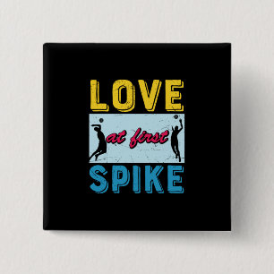 Volleyball Player Love At First Spike 15 Cm Square Badge