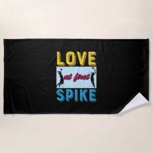 Volleyball Player Love At First Spike Beach Towel