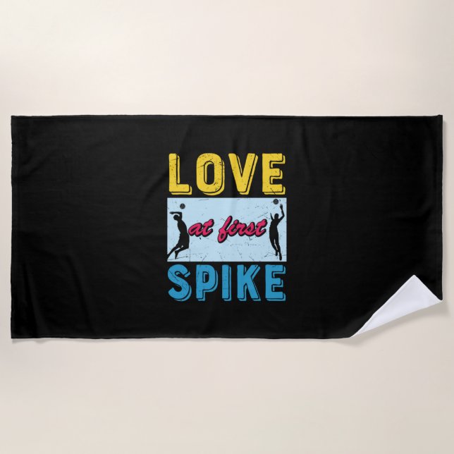 Volleyball Player | Love At First Spike Beach Towel (Front)