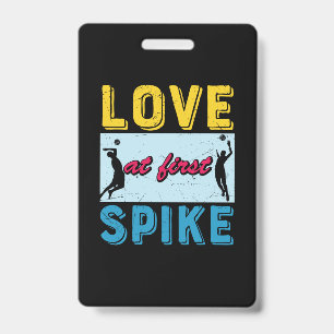 Volleyball Player Love At First Spike ID Badge