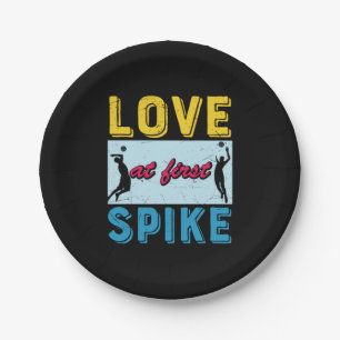 Volleyball Player Love At First Spike Paper Plate