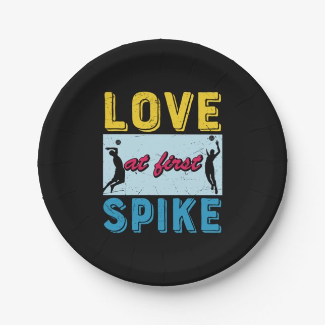 Volleyball Player | Love At First Spike Paper Plate (Front)