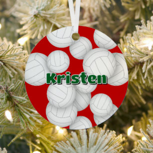 volleyball player name keepsake metal tree decoration