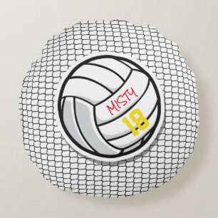 Volleyball Player Name Number Net Sports Fun Round Cushion