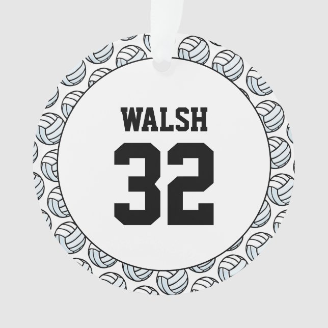 Volleyball Player NAME Number Sports Net Fun Ornament (Front)