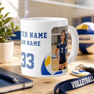 Volleyball Player Name Number Team 2 Photos Large Coffee Mug