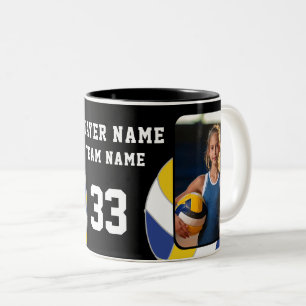 Volleyball Player Name Number Team 2 Photos Two-Tone Coffee Mug