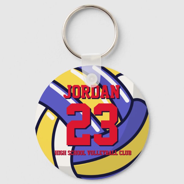 Volleyball Player Number School Sports Team Key Ring (Front)