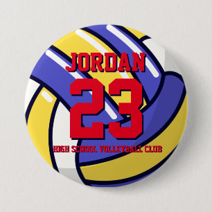 Volleyball Player Number School Sports Team Pin