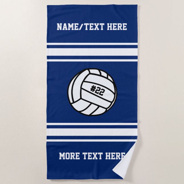 Volleyball Player Number Team Name Your Team Colou Beach Towel (Front)