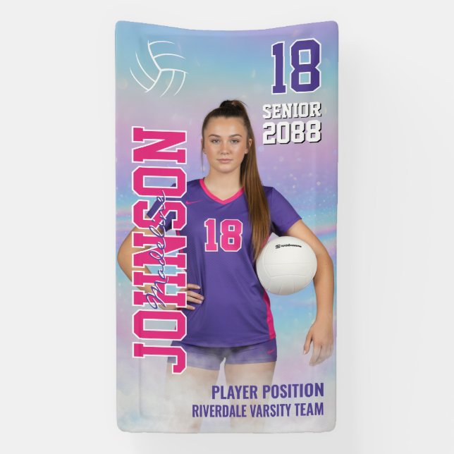 Volleyball Player Portrait Photo Senior Night Banner (Vertical)
