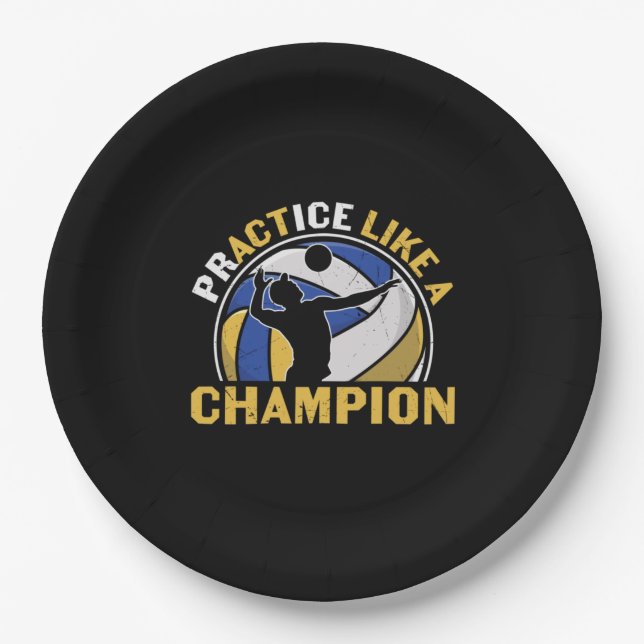 Volleyball Player | Practice Like A Champion Paper Plate (Front)