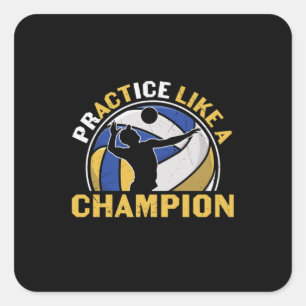 Volleyball Player Practice Like A Champion Square Sticker