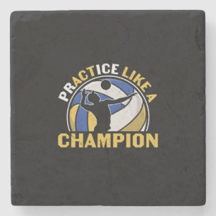 Volleyball Player   Practice Like A Champion Stone Coaster