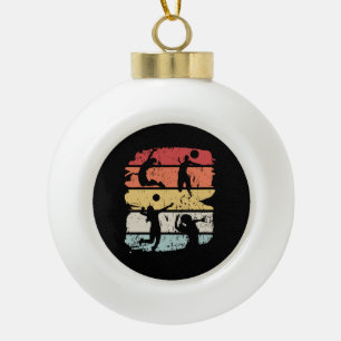 Volleyball Player Retro Ceramic Ball Christmas Ornament