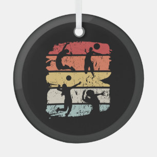 Volleyball Player Retro Glass Tree Decoration