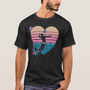 Volleyball Player Retro My Heart Is On That Court T-Shirt