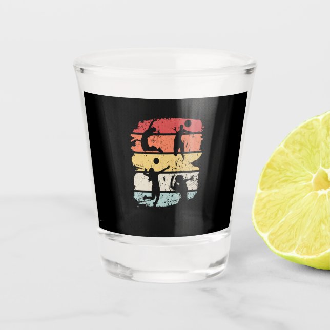 Volleyball Player Retro Shot Glass (Front)