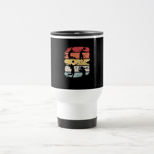 Volleyball Player Retro Travel Mug (Center)