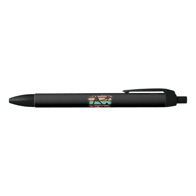 Volleyball Player Retro Vintage Black Ink Pen (Top)